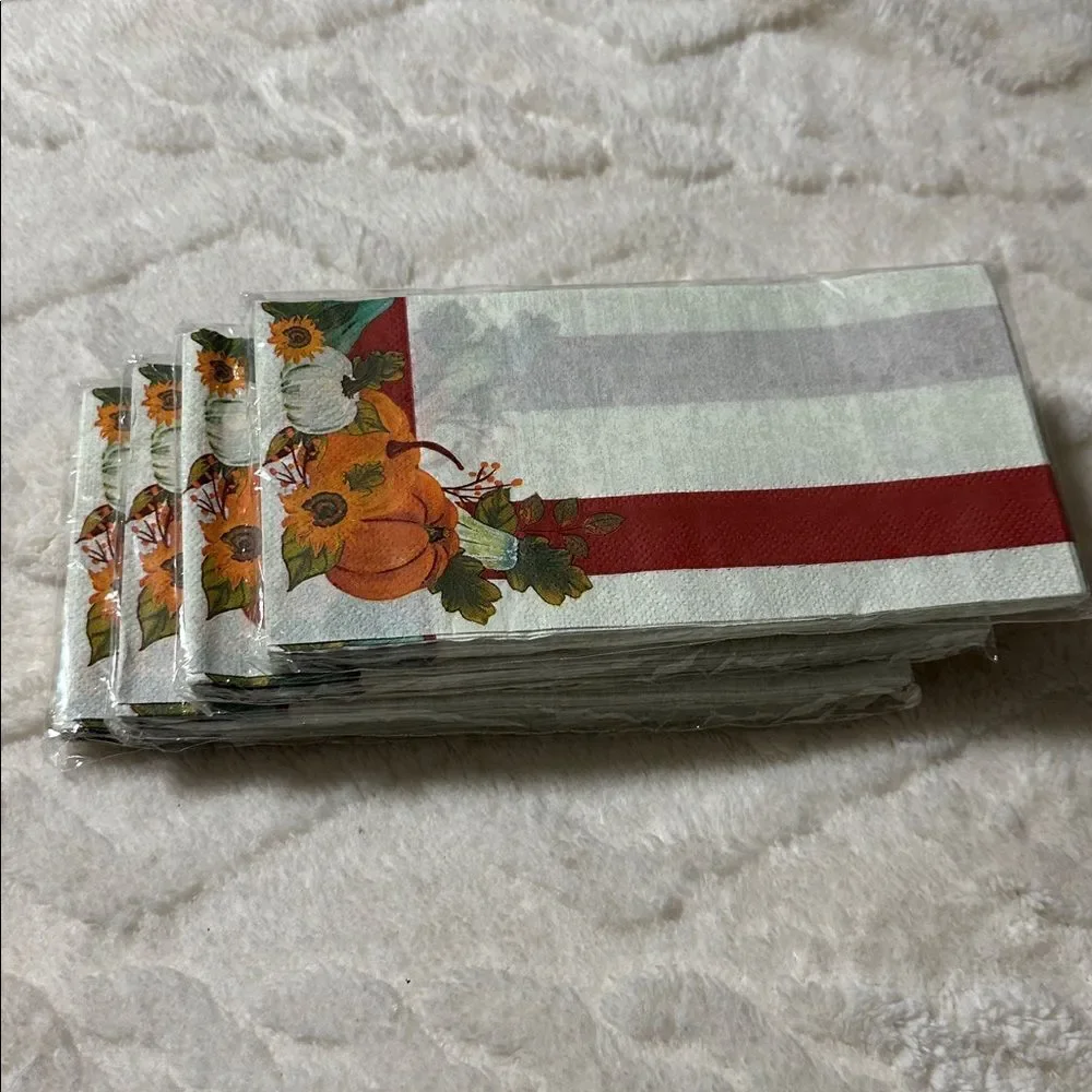 Greenbrier Thanksgiving Harvest Fall Guest Shaped Napkins 14 x 4 packs